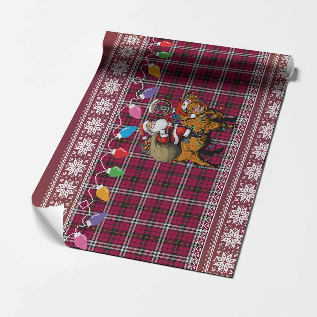 Little Nollaig Chridheil Santa Highland Coo Tartan Wrapping Paper