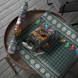 Melville Nollaig Chridheil Santa Highland Coo Tartan Wrapping Paper