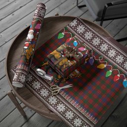 Ross Nollaig Chridheil Santa Highland Coo Tartan Wrapping Paper