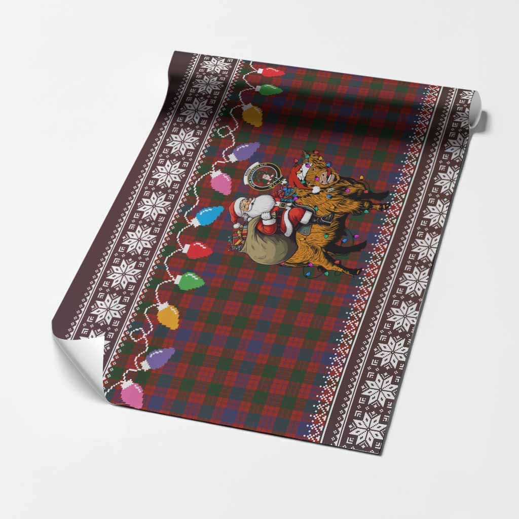 Ross Nollaig Chridheil Santa Highland Coo Tartan Wrapping Paper