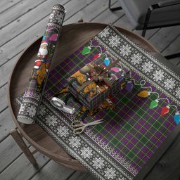 Taylor (Tailyour) Nollaig Chridheil Santa Highland Coo Tartan Wrapping Paper
