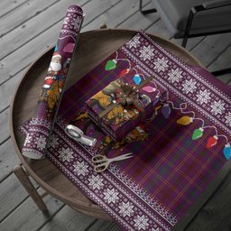 McCall (Caithness) Nollaig Chridheil Santa Highland Coo Tartan Wrapping Paper