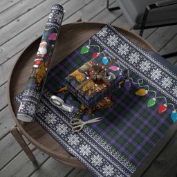 Hunter (Hunterston) Nollaig Chridheil Santa Highland Coo Tartan Wrapping Paper