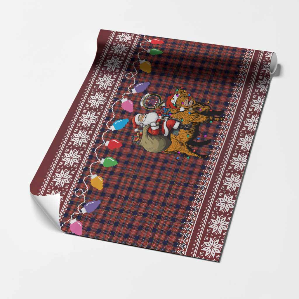 Ogilvie (Ogilvy) Nollaig Chridheil Santa Highland Coo Tartan Wrapping Paper