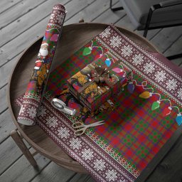 MacIntosh (McIntosh) Nollaig Chridheil Santa Highland Coo Tartan Wrapping Paper
