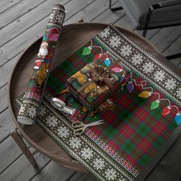 MacCulloch (McCulloch) Nollaig Chridheil Santa Highland Coo Tartan Wrapping Paper