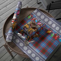 Preston Nollaig Chridheil Santa Highland Coo Tartan Wrapping Paper