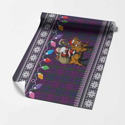 Wardlaw Nollaig Chridheil Santa Highland Coo Tartan Wrapping Paper
