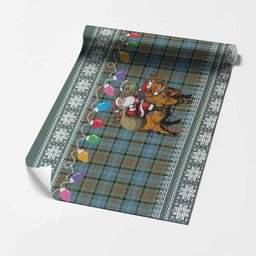 Paisley Nollaig Chridheil Santa Highland Coo Tartan Wrapping Paper