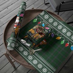 MacRae (McRae) Nollaig Chridheil Santa Highland Coo Tartan Wrapping Paper