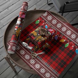 Hogg (Hog) Nollaig Chridheil Santa Highland Coo Tartan Wrapping Paper