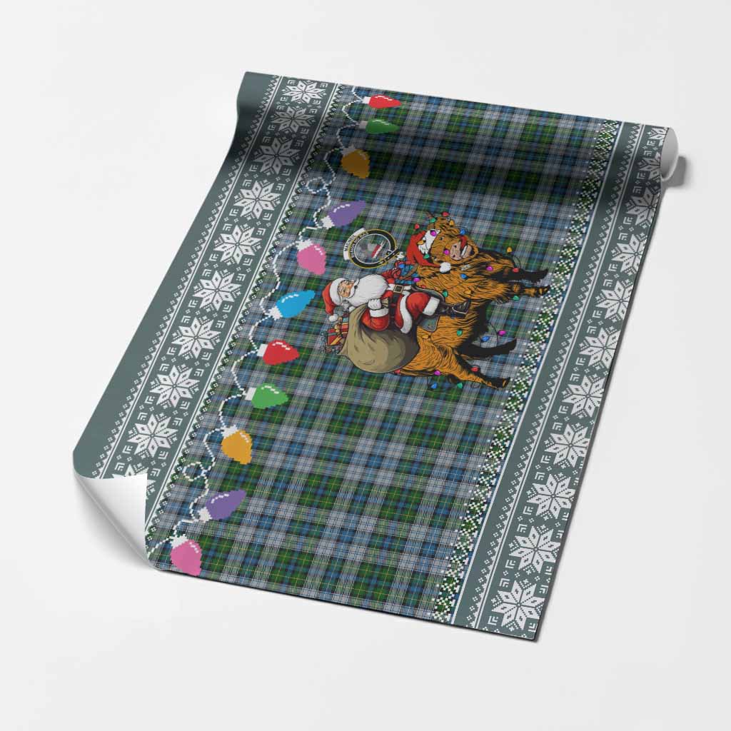 MacNeil (McNeil) Nollaig Chridheil Santa Highland Coo Tartan Wrapping Paper