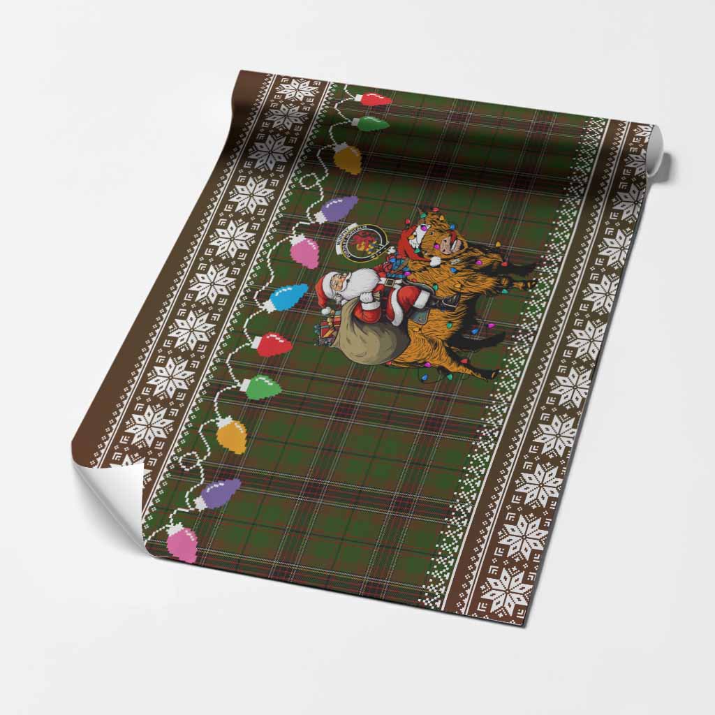 Murphy Nollaig Chridheil Santa Highland Coo Tartan Wrapping Paper