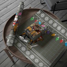 Haig Nollaig Chridheil Santa Highland Coo Tartan Wrapping Paper