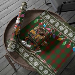 Middleton Nollaig Chridheil Santa Highland Coo Tartan Wrapping Paper