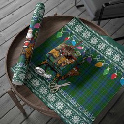 Johnstone (Johnston) Nollaig Chridheil Santa Highland Coo Tartan Wrapping Paper