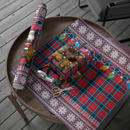 MacTavish (McTavish) Nollaig Chridheil Santa Highland Coo Tartan Wrapping Paper