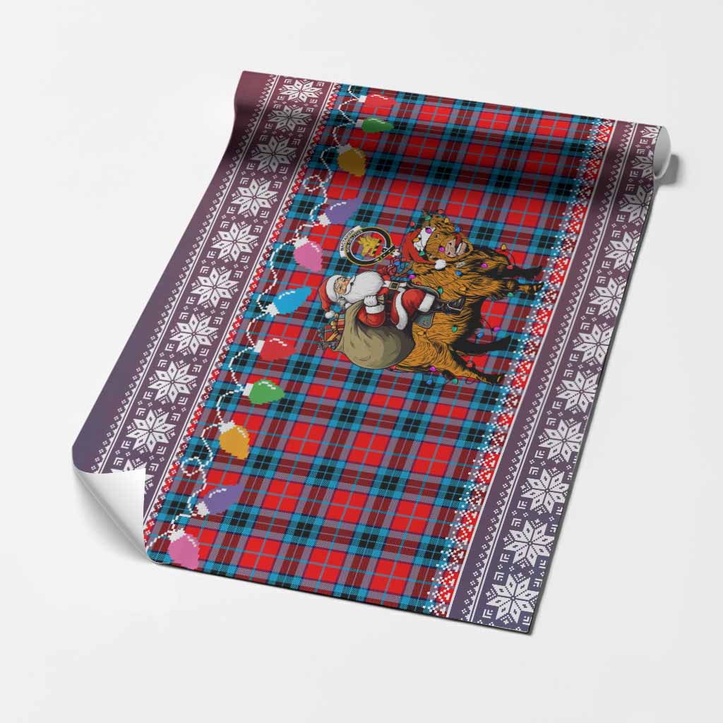 MacTavish (McTavish) Nollaig Chridheil Santa Highland Coo Tartan Wrapping Paper