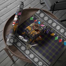 MacLellan (McLellan) Nollaig Chridheil Santa Highland Coo Tartan Wrapping Paper