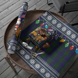 Strachan Nollaig Chridheil Santa Highland Coo Tartan Wrapping Paper