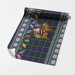 Inglis Nollaig Chridheil Santa Highland Coo Tartan Wrapping Paper