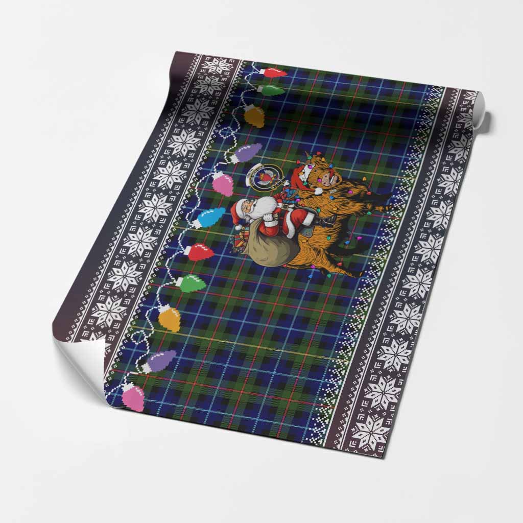 Smith Nollaig Chridheil Santa Highland Coo Tartan Wrapping Paper