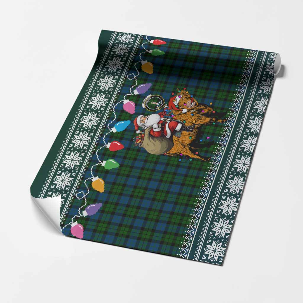 McCoy Nollaig Chridheil Santa Highland Coo Tartan Wrapping Paper