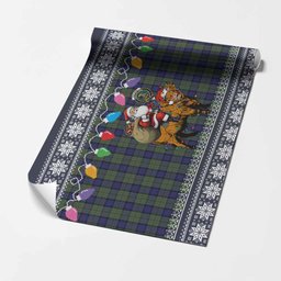 MacLaren (McLaren) Nollaig Chridheil Santa Highland Coo Tartan Wrapping Paper