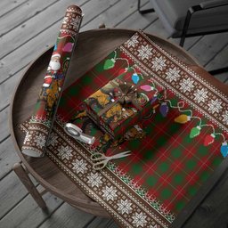 MacFie (McFie) Nollaig Chridheil Santa Highland Coo Tartan Wrapping Paper