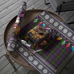 MacLennan (McLennan) Nollaig Chridheil Santa Highland Coo Tartan Wrapping Paper