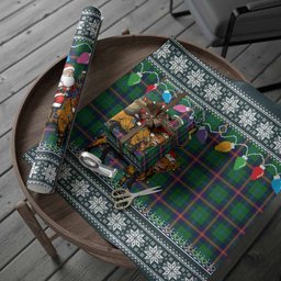 Young Nollaig Chridheil Santa Highland Coo Tartan Wrapping Paper