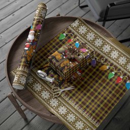 Jardine Nollaig Chridheil Santa Highland Coo Tartan Wrapping Paper
