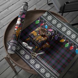 Nairn Nollaig Chridheil Santa Highland Coo Tartan Wrapping Paper