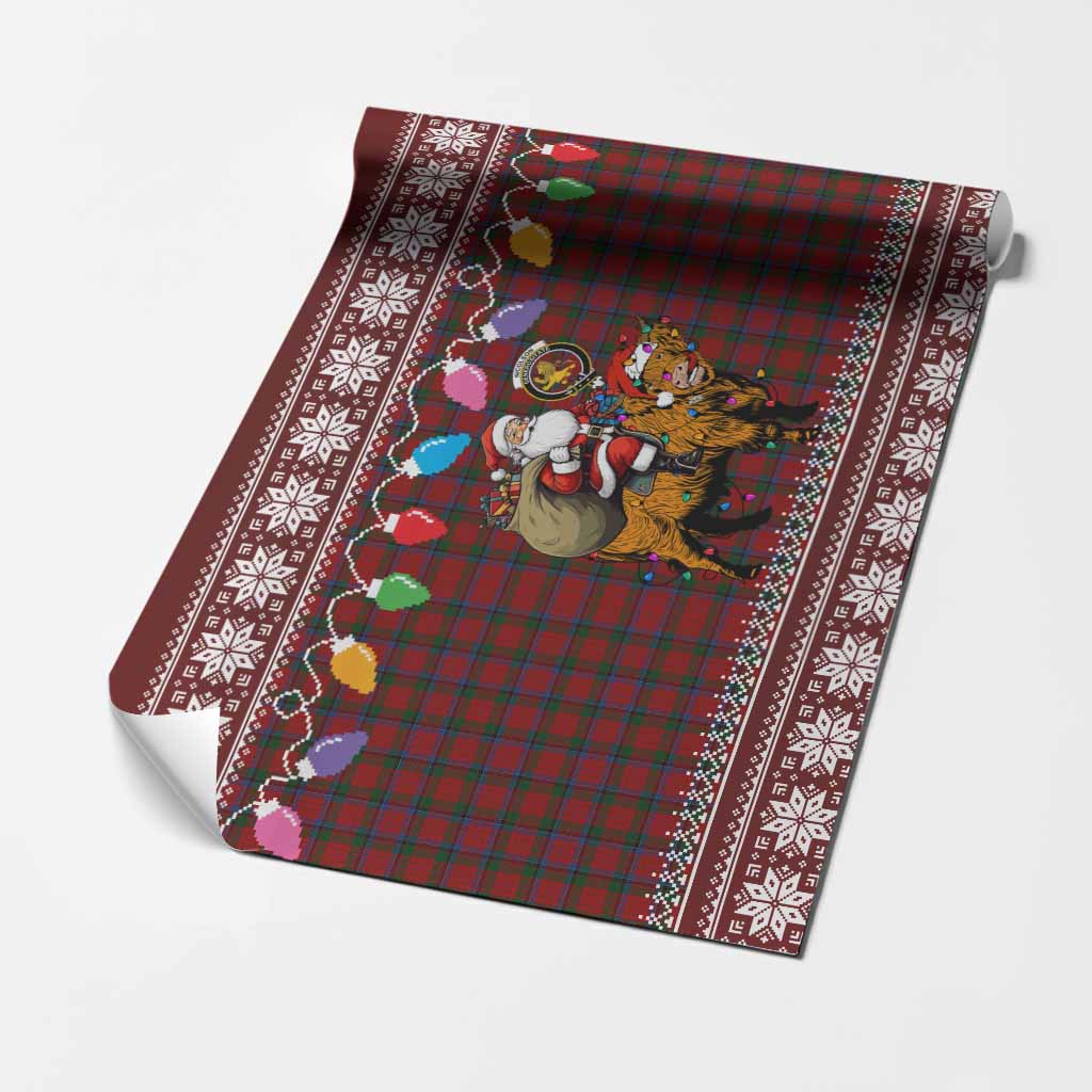 Nicolson Nollaig Chridheil Santa Highland Coo Tartan Wrapping Paper