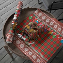 MacLaine (McLaine) Nollaig Chridheil Santa Highland Coo Tartan Wrapping Paper