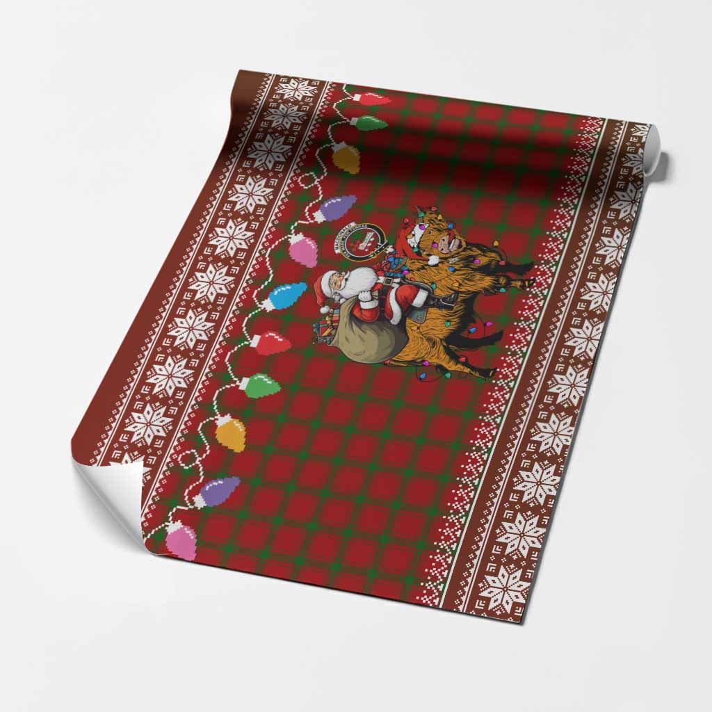 MacDonald (McDonald) of Sleat Nollaig Chridheil Santa Highland Coo Tartan Wrapping Paper