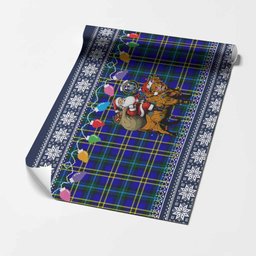 Hope Nollaig Chridheil Santa Highland Coo Tartan Wrapping Paper