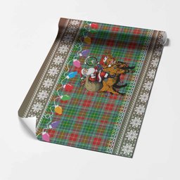 Muirhead Nollaig Chridheil Santa Highland Coo Tartan Wrapping Paper