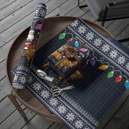 Sempill (Semple) Nollaig Chridheil Santa Highland Coo Tartan Wrapping Paper