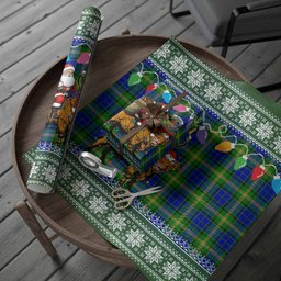 Maitland Nollaig Chridheil Santa Highland Coo Tartan Wrapping Paper