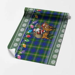 Maitland Nollaig Chridheil Santa Highland Coo Tartan Wrapping Paper