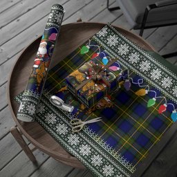 Muir Nollaig Chridheil Santa Highland Coo Tartan Wrapping Paper