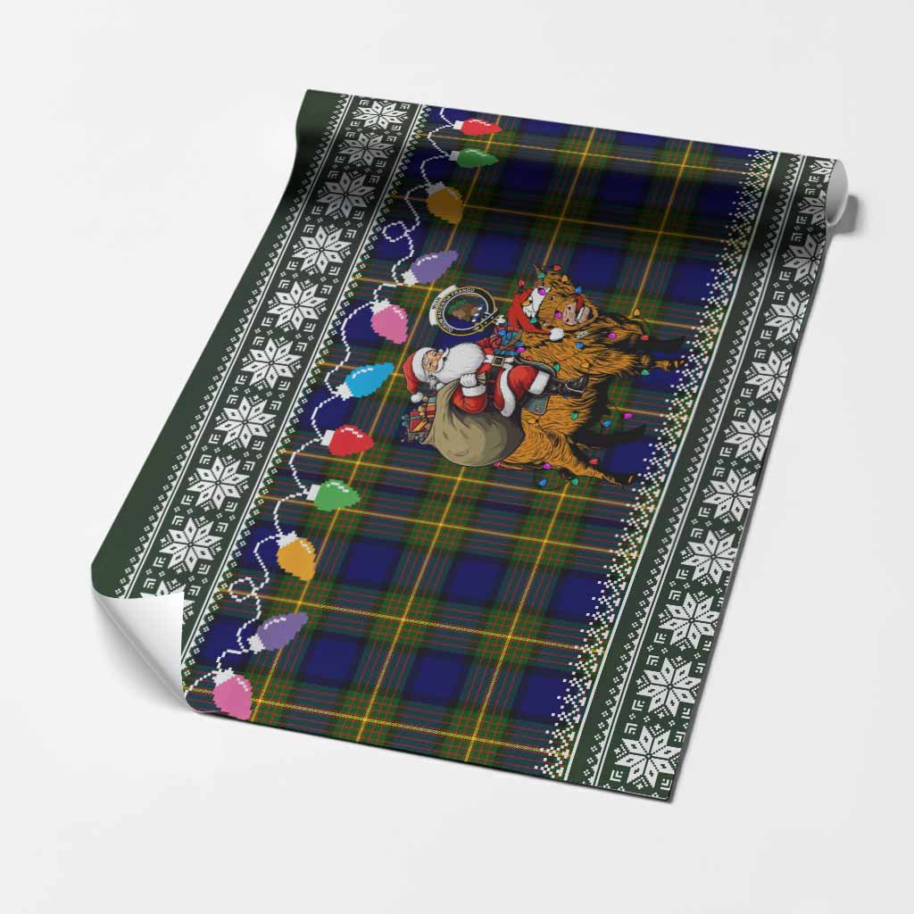 Muir Nollaig Chridheil Santa Highland Coo Tartan Wrapping Paper