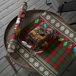 MacPhail (McPhail) Nollaig Chridheil Santa Highland Coo Tartan Wrapping Paper