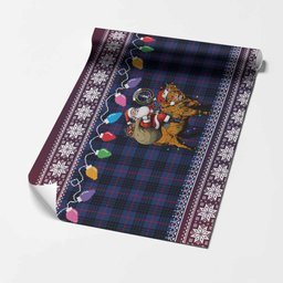 Morgan Nollaig Chridheil Santa Highland Coo Tartan Wrapping Paper