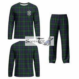 Black Wattcrh Tartan Pajamas Family Set with Family Crest