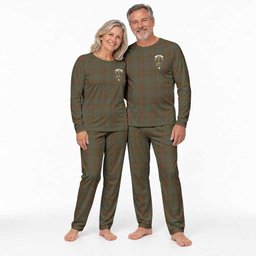 Gray Tartan Pajamas Family Set with Family Crest