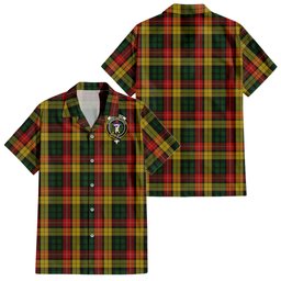 Buchanan Tartan Hawaiian Shirt with Family Crest