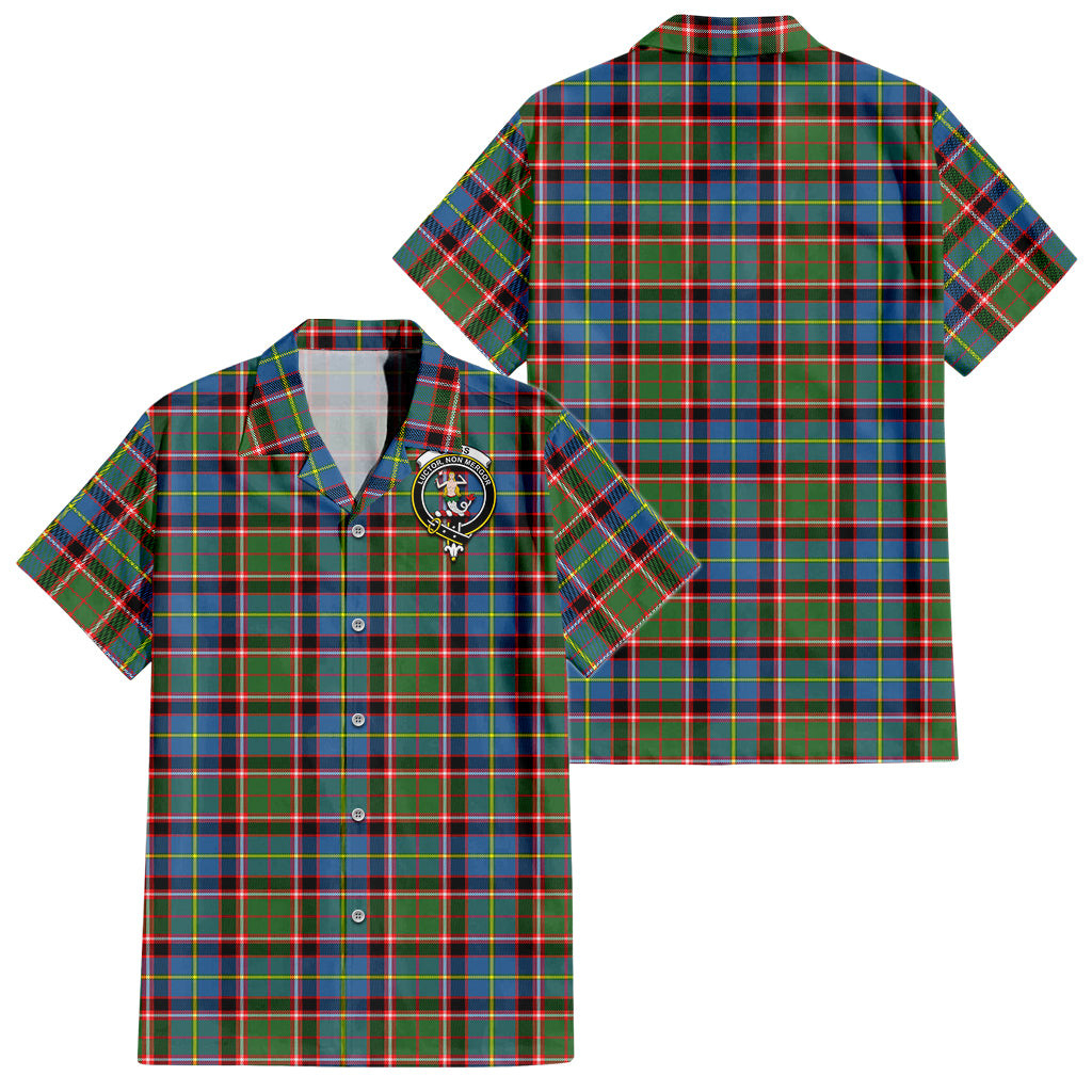 Glass Tartan Hawaiian Shirt with Family Crest