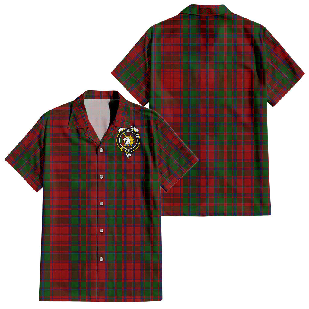 Stewart (Stuart) of Appin Tartan Hawaiian Shirt with Family Crest